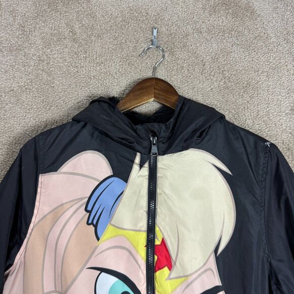 Space Jam Looney Tunes Jacket Men’s  Medium Black Lola Bunny Hooded Members Only - Picture 2 of 11